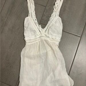 Charlotte Russe White Lace Detail Top